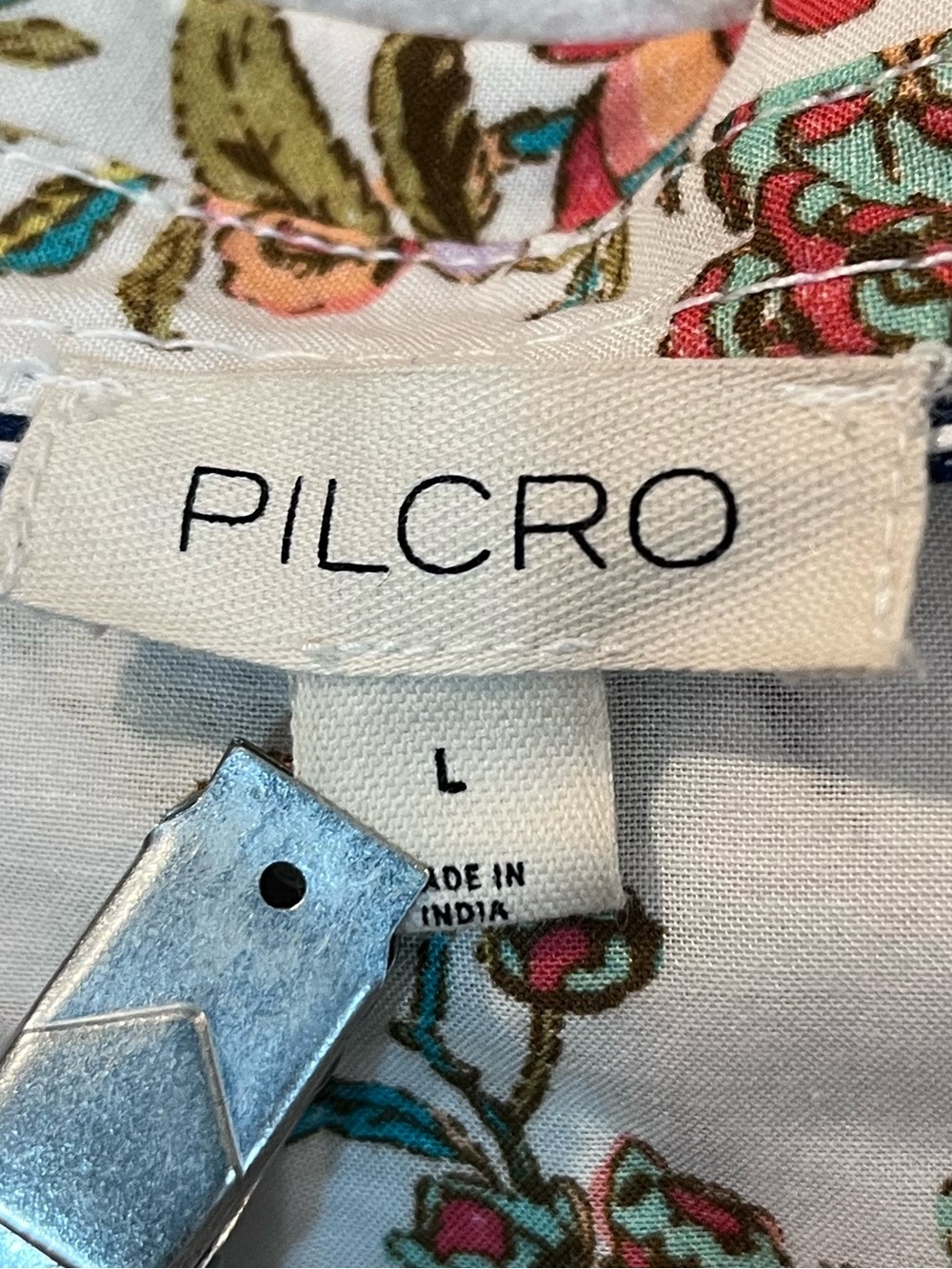 Anthropologie Pilcro Large - Jolie Pleated Peasant Blouse - Floral Peacocks - Picture 12 of 13